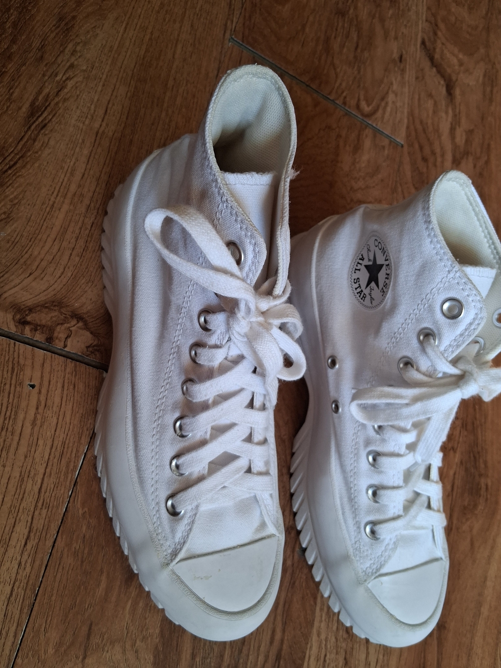 Converse  White High-Top Platform Chuck Taylor Lace-Up All-Star  Sneakers